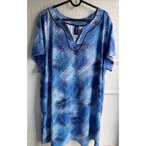 Swimsuits For All Swim 365 Blue and white geometric coverup plus size 26 NWOT